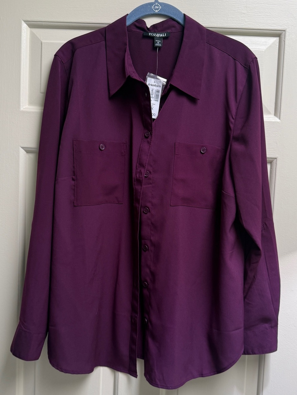 Dressbarn Roz & Ali Women's Long Sleeve Shirt in Plum 1X